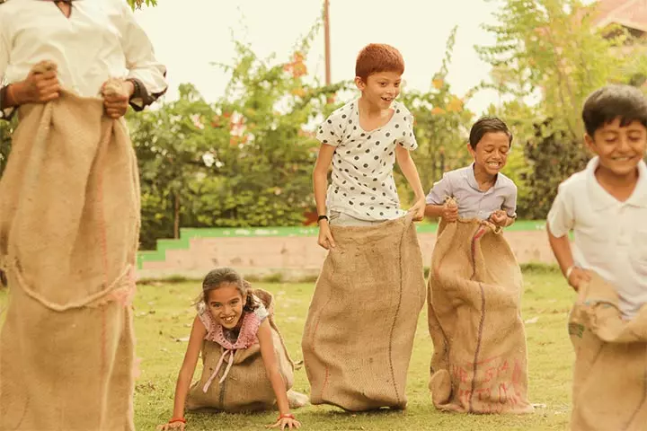 Sack race family reunion game