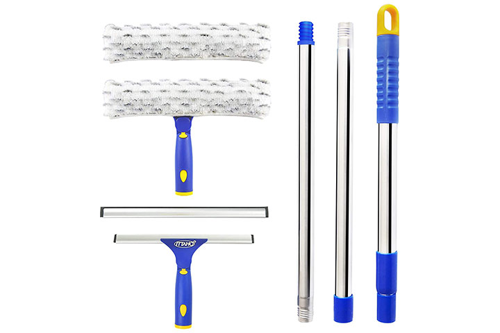 2-in-1 Window Cleaning Tool Squeegee and Sponge for Cleaning Car Windshield Professional Window Squeegee High Window ITTAHO Squeegee for Window Cleaning with 81 Extension Pole 