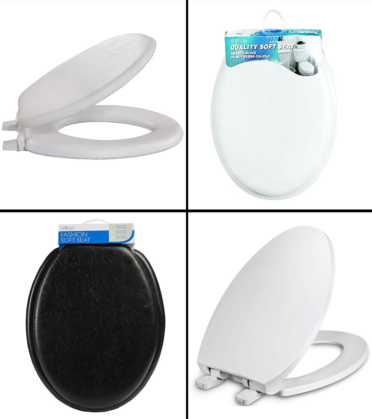 Soft Padded Adult Toilet Seat Bathroom PVC Wipe Clean Sponge 4 Designs 7935 