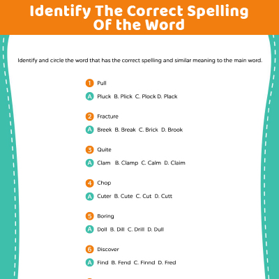 Choose The Correct Spelling & Similar Meaning Word