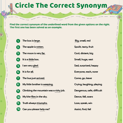 Circle The Correct Synonym From The Options