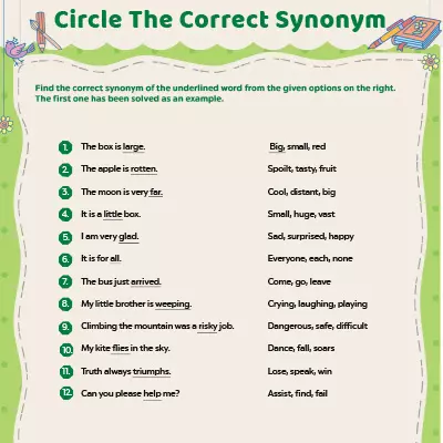 Circle The Correct Synonym From The Options_image