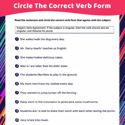 Circle The Correct Verb Form In The Sentence_image