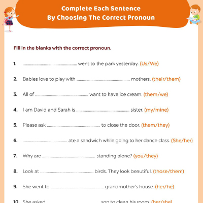 Fill The Blanks With Correct Pronoun
