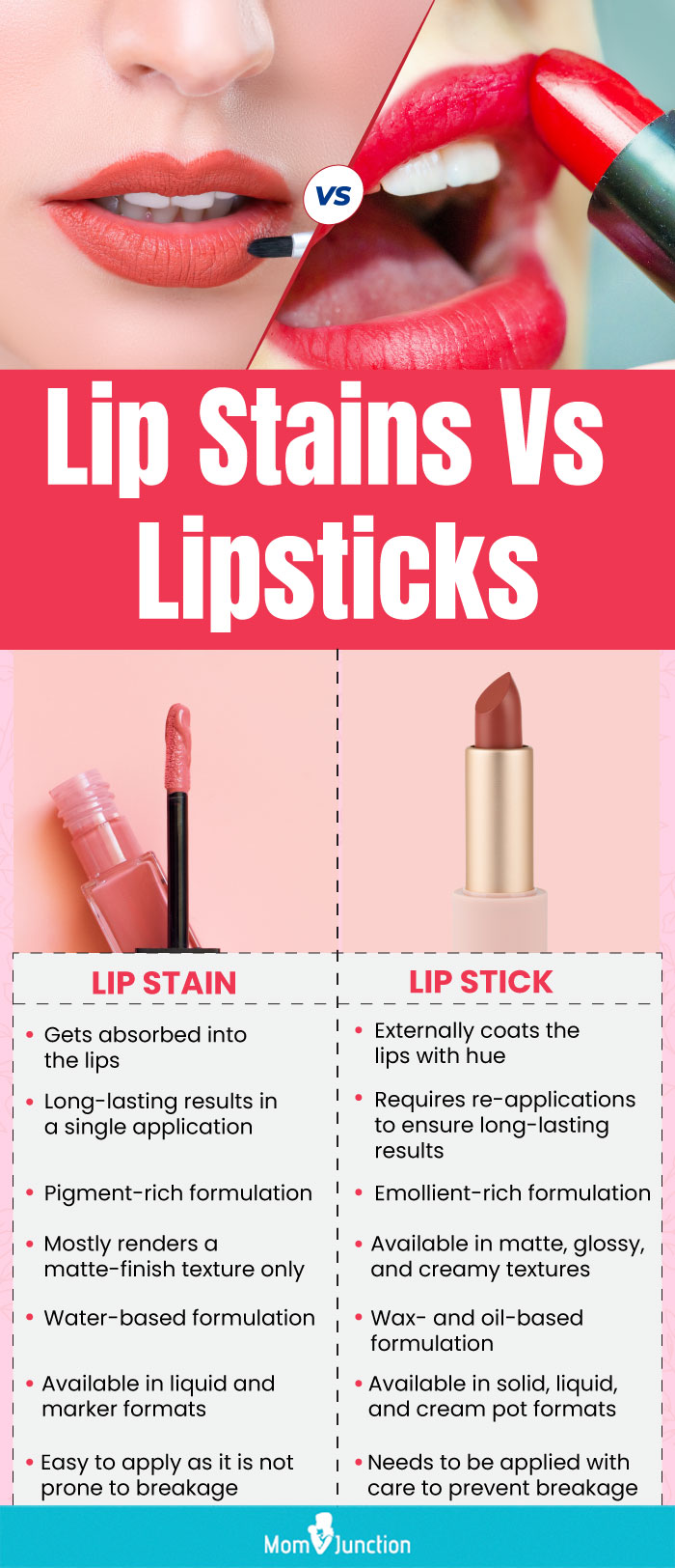 Lip Stains Vs. Lipsticks (infographic)