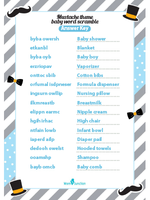 25 Free Printable Baby Shower Word Scramble Games