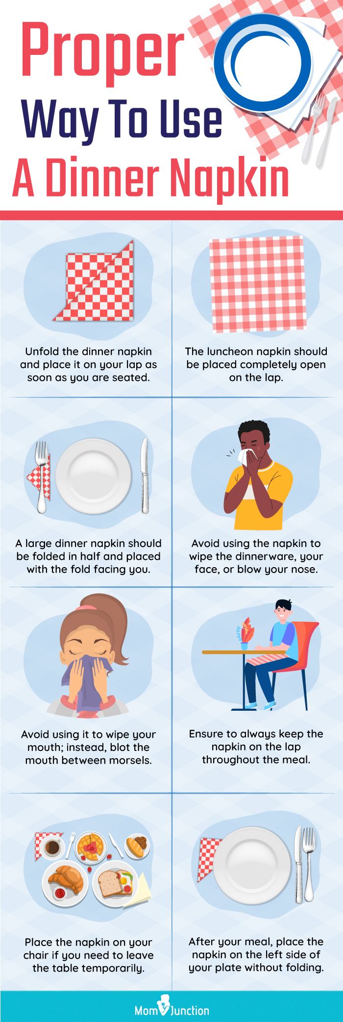 Proper Way To Use A Dinner Napkin (infographic)