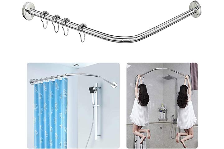 Sikaiqi Stretchable Corner Shower Curtain Rod 