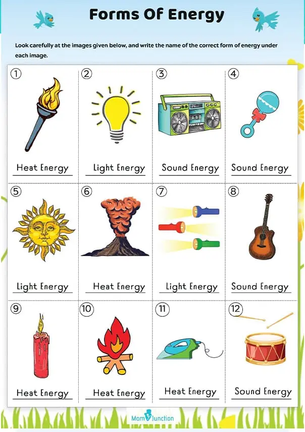 Forms Of Energy Free Worksheet For Second Graders