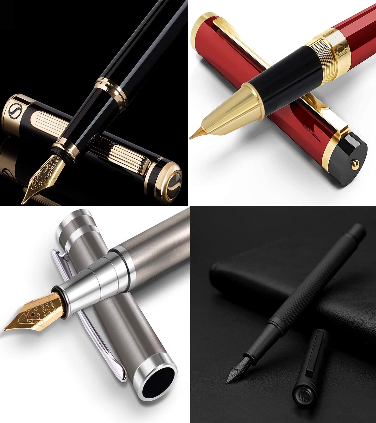 Silver & Gold Plated Luxury Fountain Pen by Wordsworth & Black with Gift Pouch Executive Fountain Pens Set Calligraphy Pen Writing Pen Deluxe Vintage Pen | 