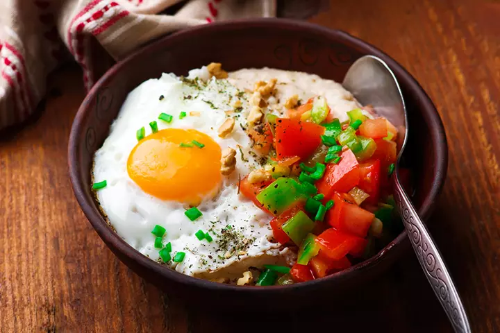 Savory cheddar oatmeal for kids