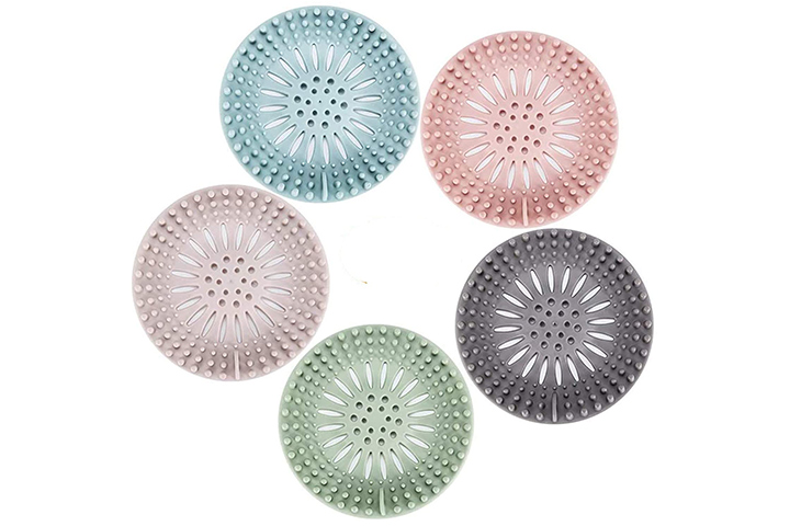 2 Pack 5.7 Flat Square Drain Cover Hair Catcher Pad, Silicone Tube Drain  Hair Catcher Stopper with Sucker for Bathroom Kitchen, Rubber Bathtub Sink
