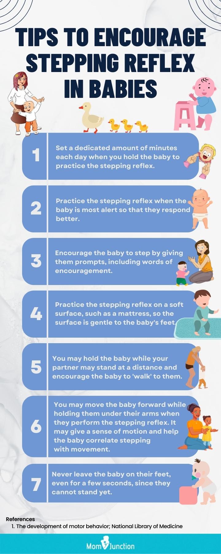 steping reflex in babies (infographic)