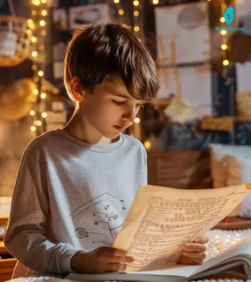 Mother And Kids Reading English Poems