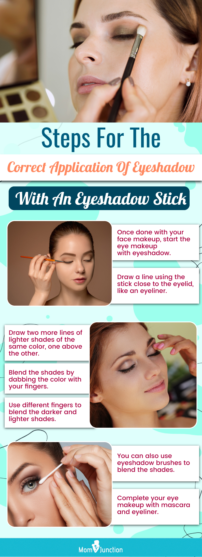Steps For The Correct Application Of Eyeshadow With An Eyeshadow Stick (infographic)