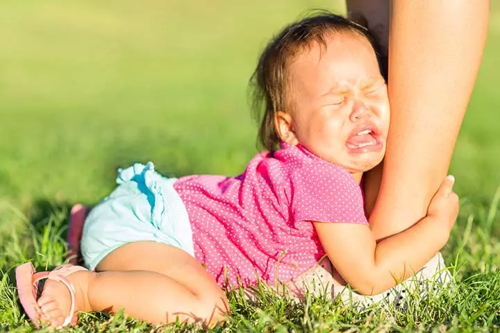 The baby hates parting with you - even if you go to the bathroom.