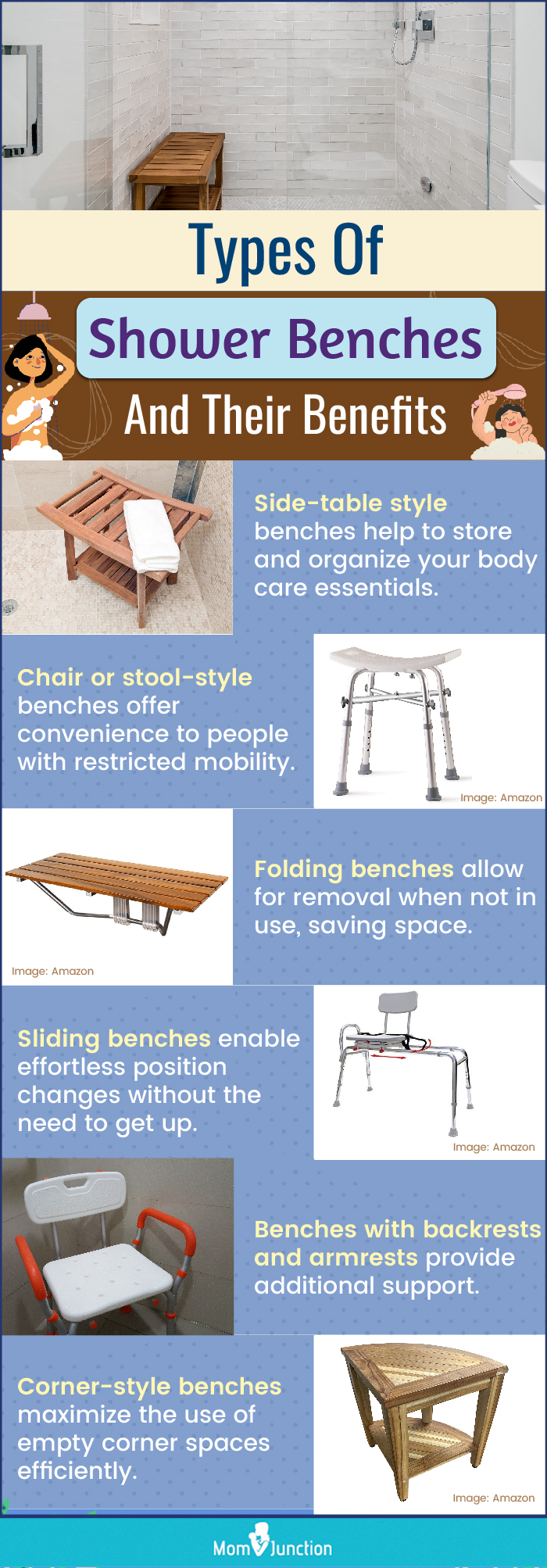  Types Of Shower Benches And Their Benefits (infographic)
