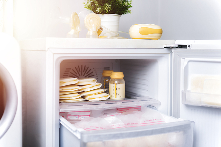 You can store breast milk in the freezer.