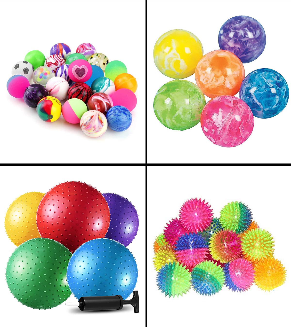 5 Pack Bouncy Balls Swirled Solid Colors 