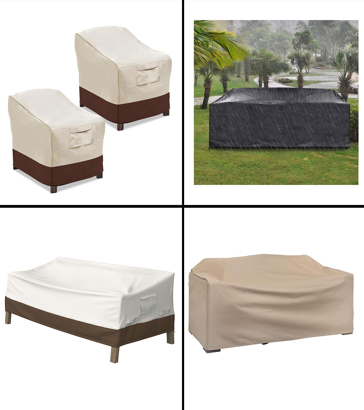Durable Oxford Fabric Outdoor Round Table Cover 96 Dia x 28 H Beige & Brown Waterproof Tuyeho Round Patio Furniture Cover UV & Rip Resistant Patio Table and Chairs Set Cover 
