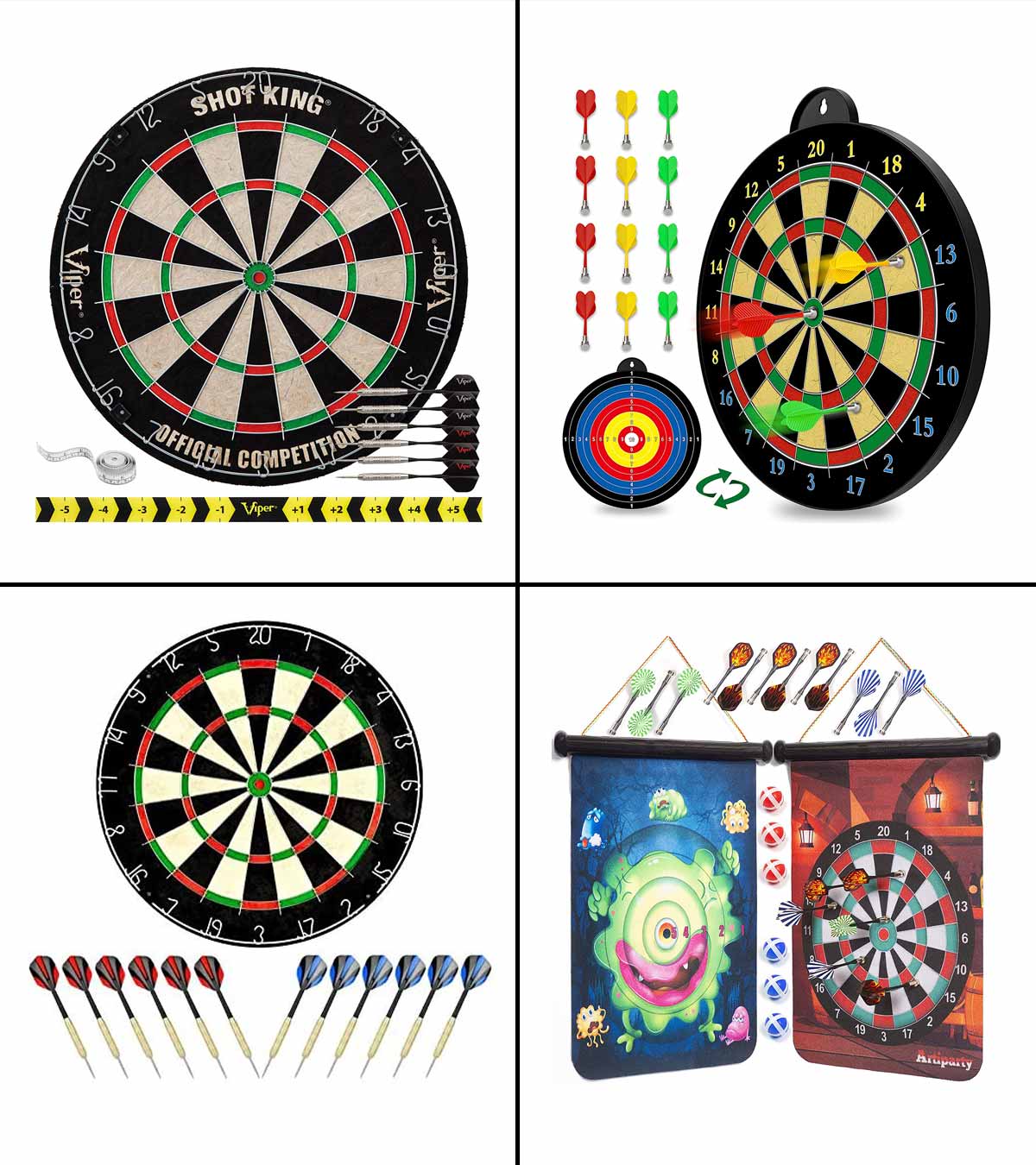 2 in1 Double Sided Dartboard Family Kids Childrens Game Dart Board with Darts 