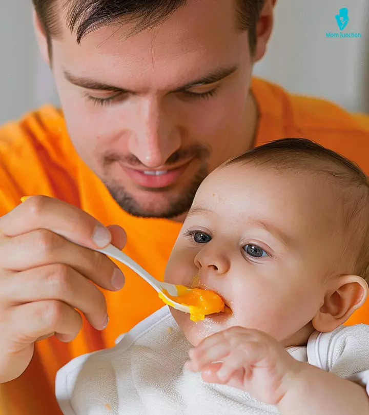 4 Month Old Baby Having Food