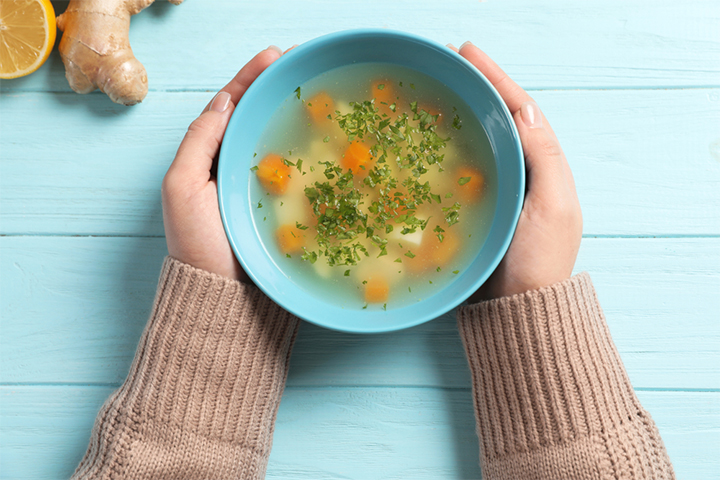 A warm soup may help get some relief from cold and cough during pregnancy