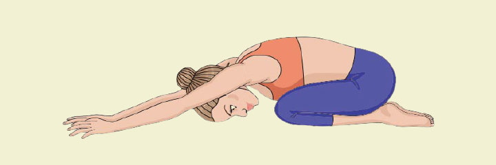 Child pose yoga for breastfeeding related back pain
