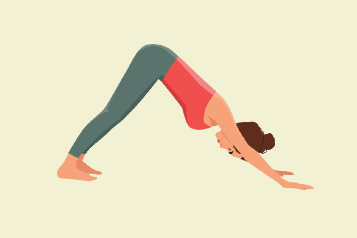 Downward-facing dog pose for breastfeeding related back pain