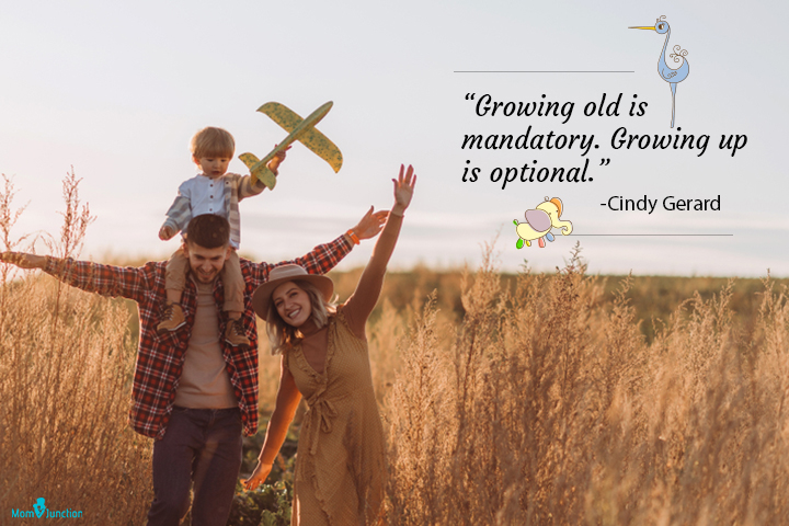 Growing old is mandatory, quote about kids growing up