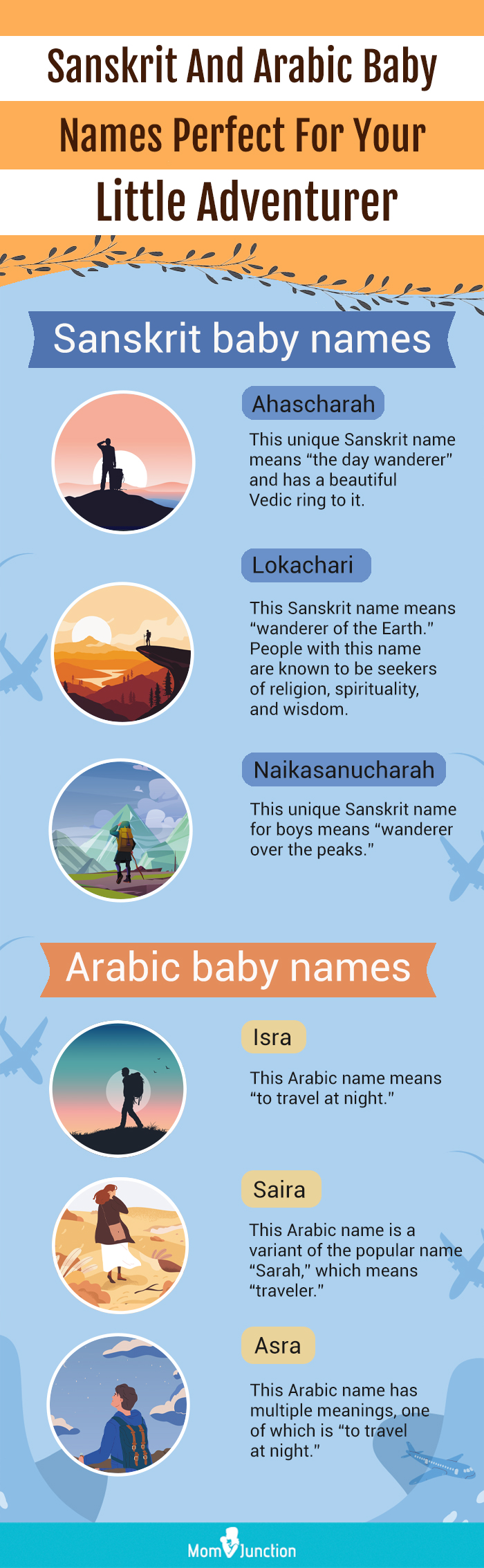 sanskrit and arabic baby names perfect for your little adventurer (infographic)