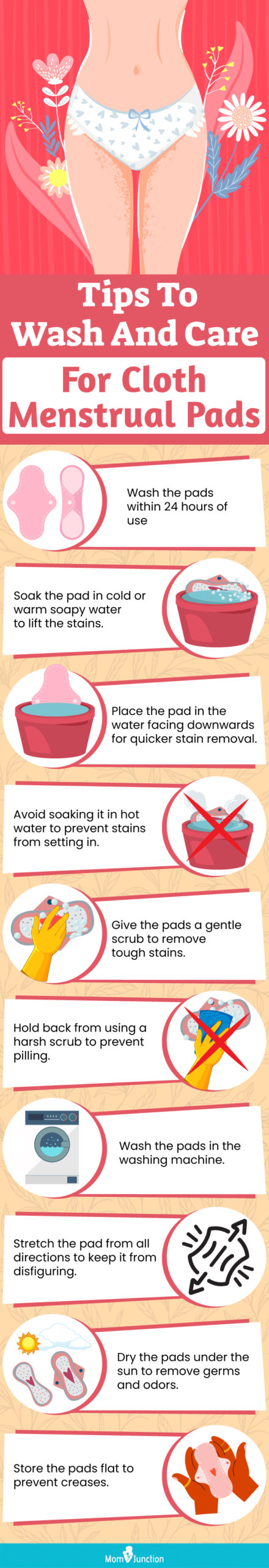 Tips To Wash And Care For Cloth Menstrual Pads (infographic)
