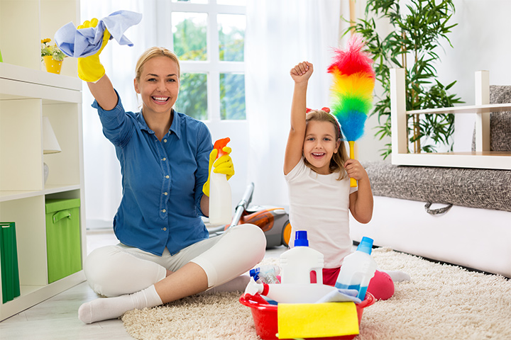 Use a timer for cleaning with kids