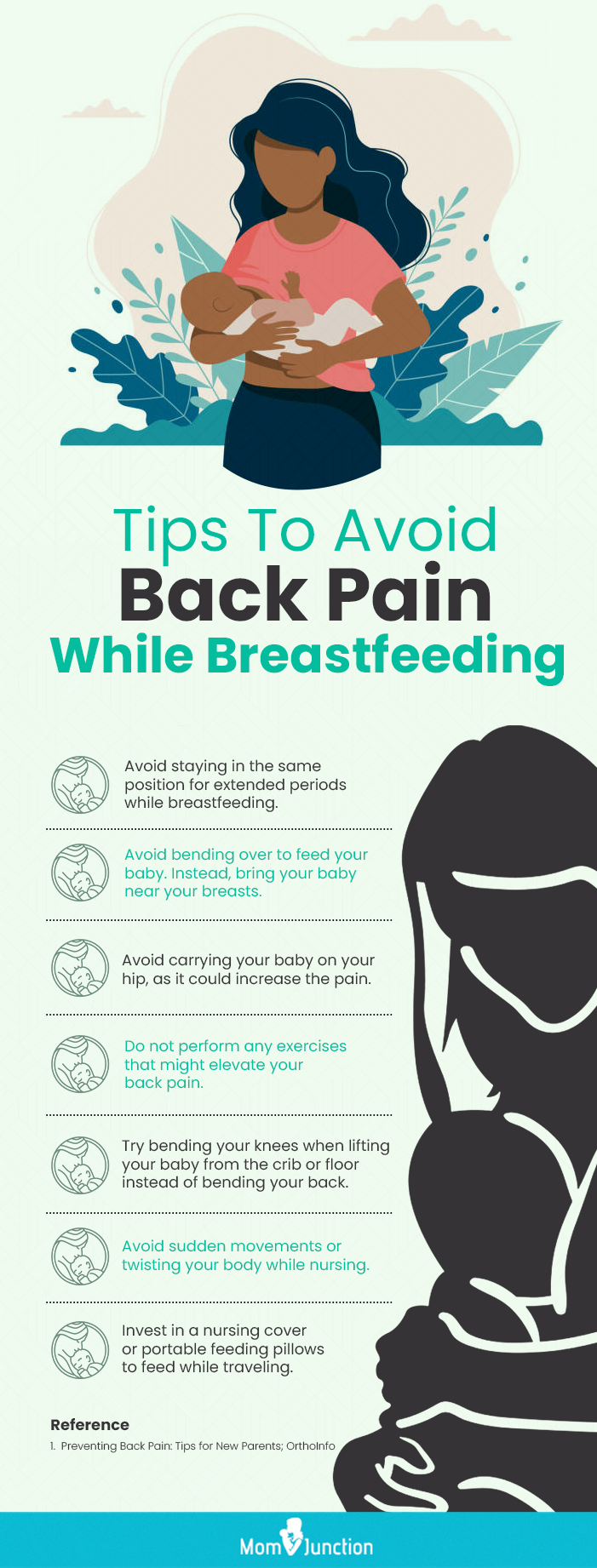 tips to avoid backpain while breastfeeding (infographic)