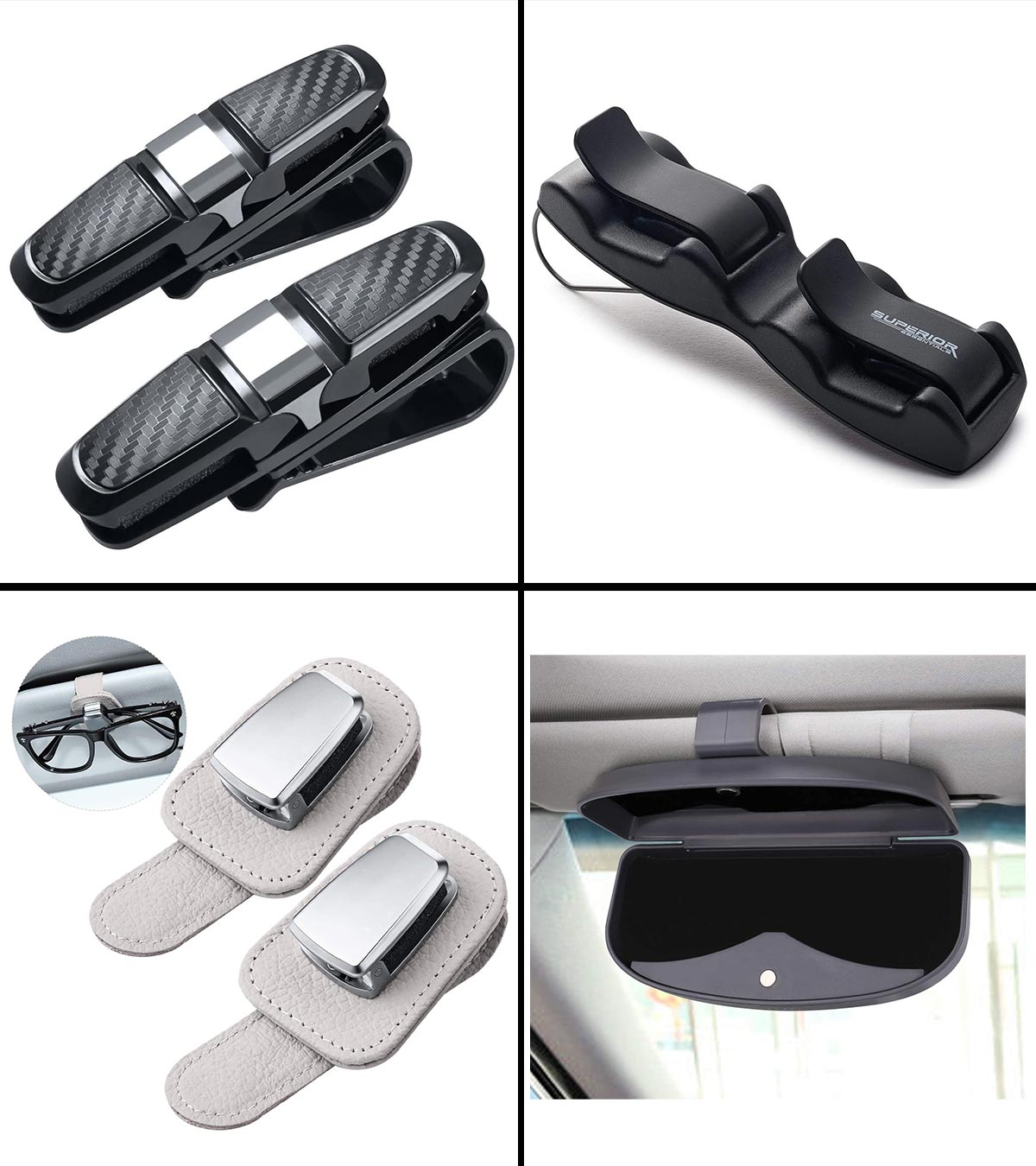 Automotive Accessories 1Pcs Apply to All Car Models Leather Black Sunglasses Storage Box HOLDCY Glasses Holder Clip for Car Sun Visor