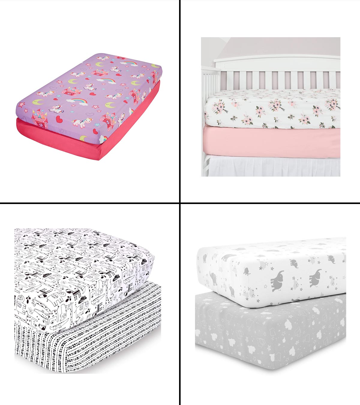 Basics Heather Cotton Jersey Fitted Baby Crib Sheet Light Grey
