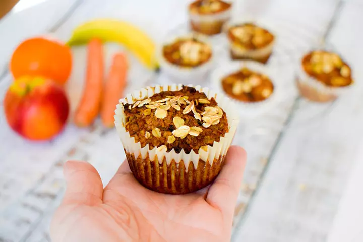 Apple, banana, and carrot mini muffins for babies