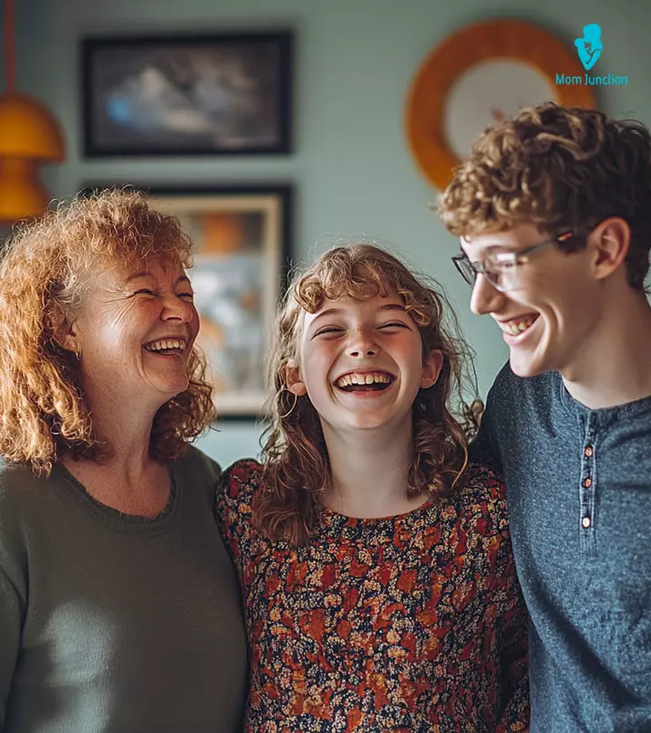 A smiling girl with her mom