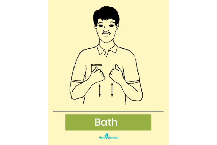 Baby sign language for a bath