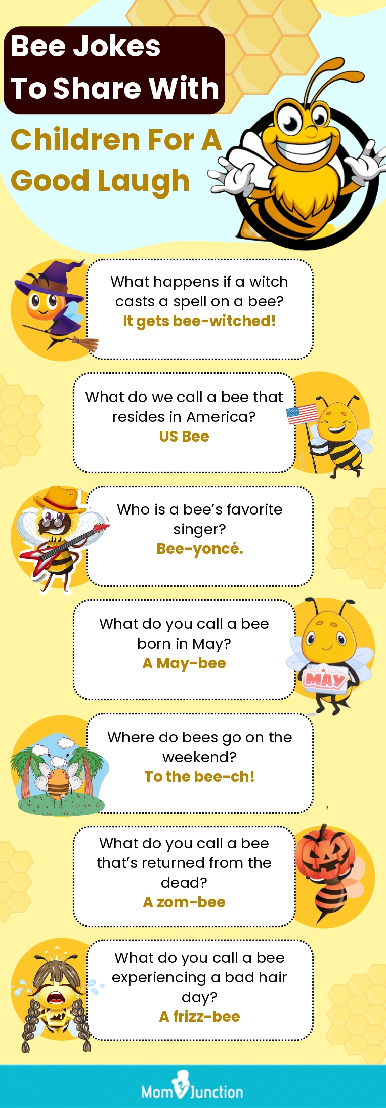 bee jokes to share with children for a good laugh(infographic)