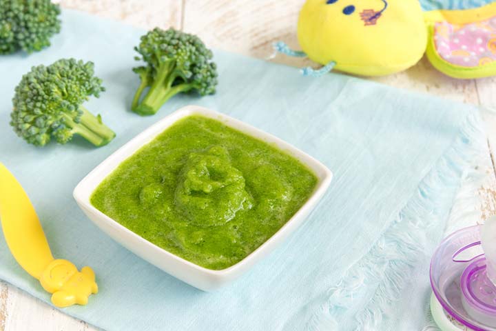 Broccoli and peas puree food for baby constipation