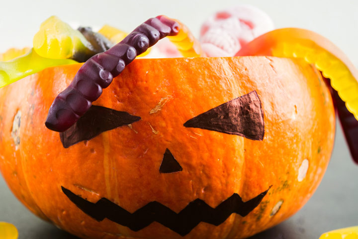 Candy holder pumpkin carving idea for kids