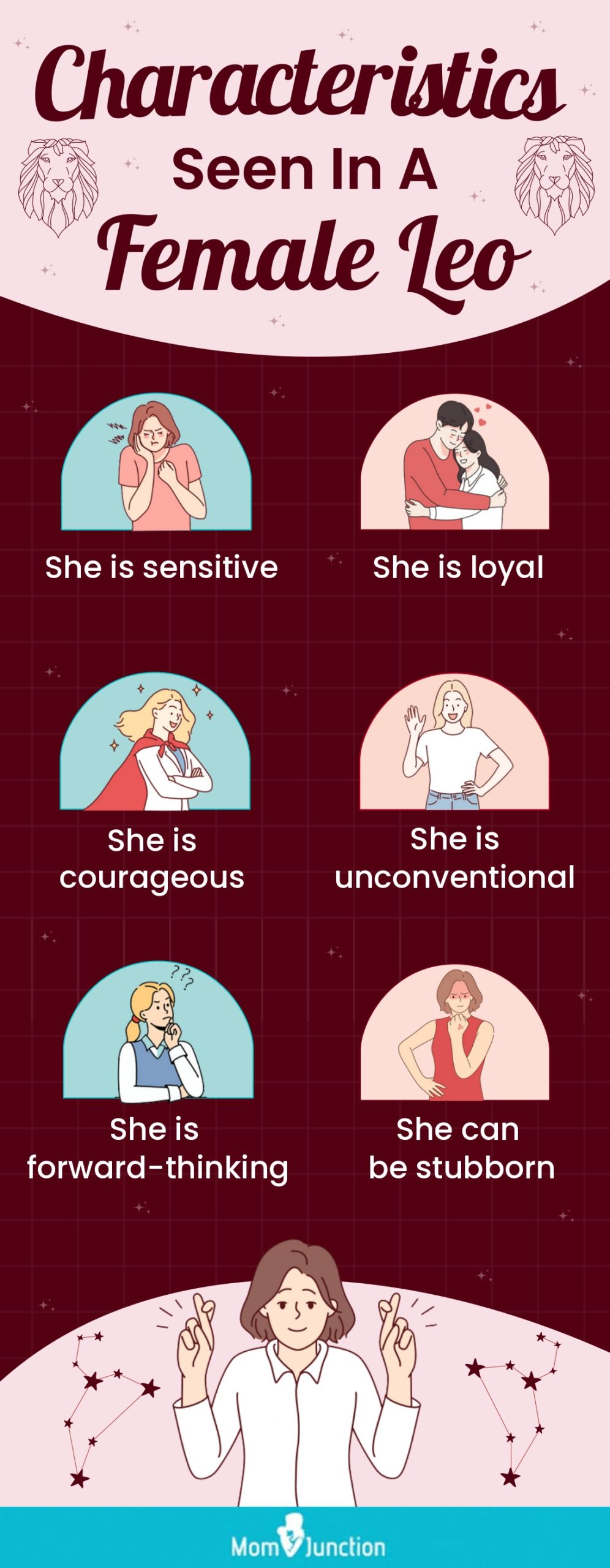 characteristics seen in a female leo (infographic)