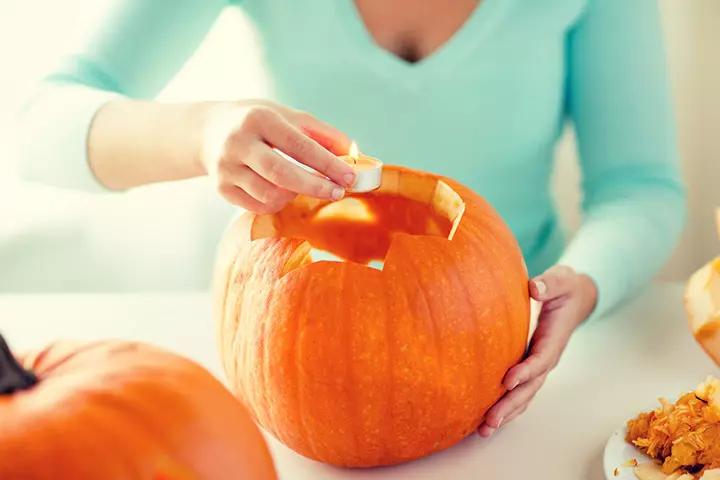 Cheese pumpkin carving idea for kids