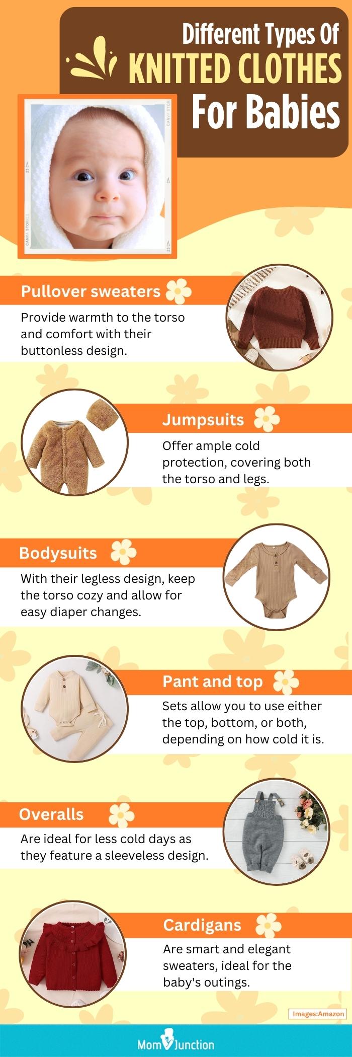 Different Types Of Knitted Clothes For Babies (infographic)