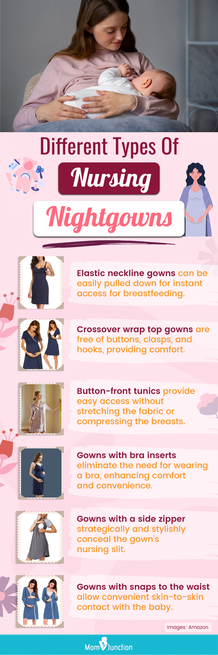 Different Types Of Nursing Nightgowns(infographic)