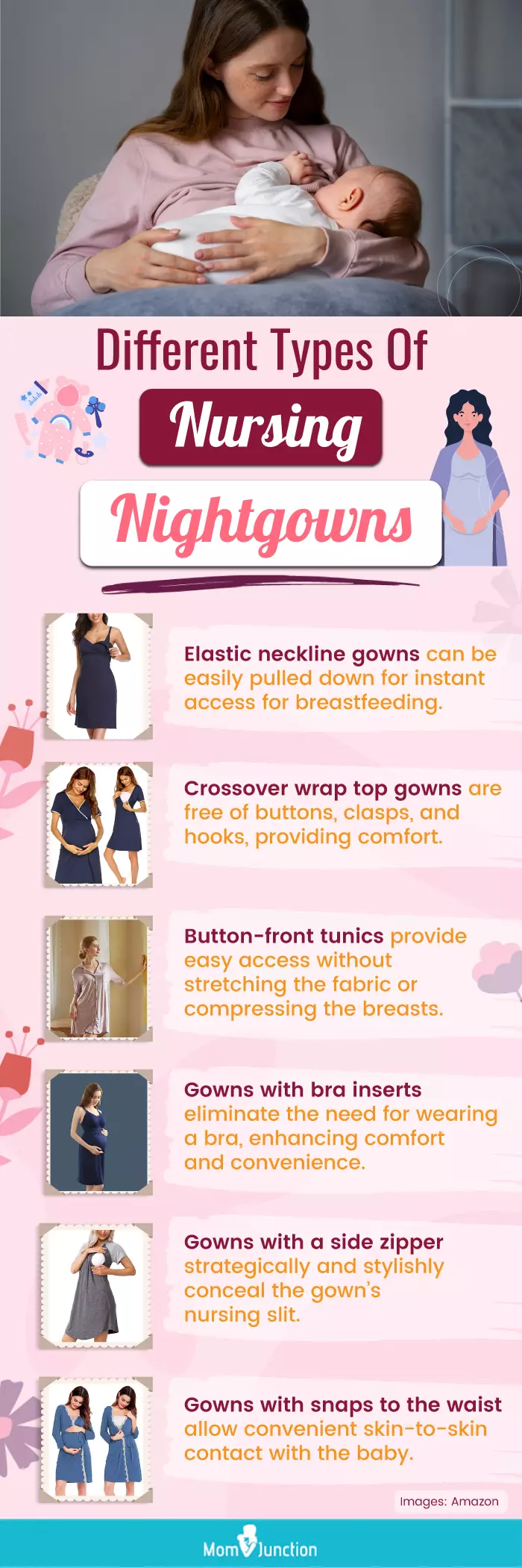 Different Types Of Nursing Nightgowns(infographic)