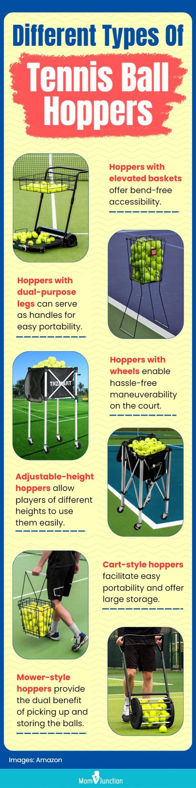 Different Types Of Tennis Ball Hoppers (infographic)