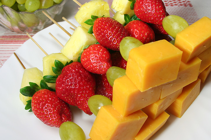 Fruit and cheese kebabs