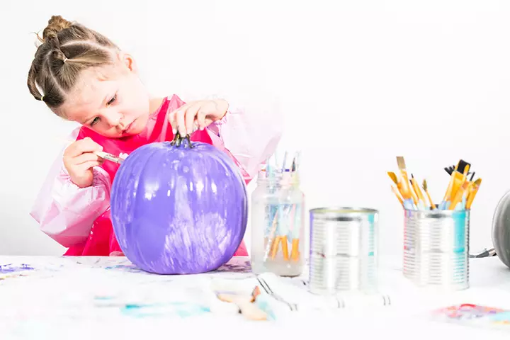 Galaxy pumpkin carving idea for kids